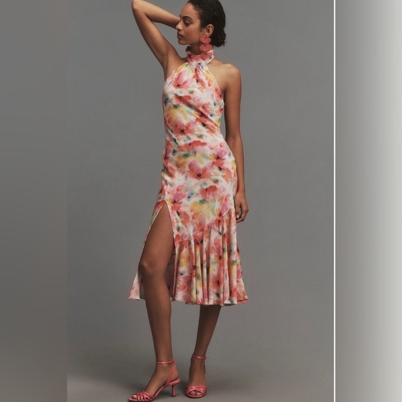 Anthropologie Dresses & Skirts - Anthropologie-ASTR The Label Caspia Halter Side Slit Midi Dress XS